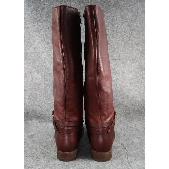 Frye Boots Womens 7.5 Tall Melissa Belted Leather Brown Riding Knee High Zip - Picture 6 of 16